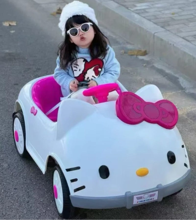 هالو كيتي سيارة هيلو كيتي الكهربائية للأطفال، مزودة بإضاءة وصوت - Image 3